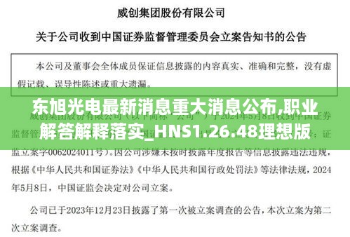 东旭光电最新消息重大消息公布,职业解答解释落实_HNS1.26.48理想版