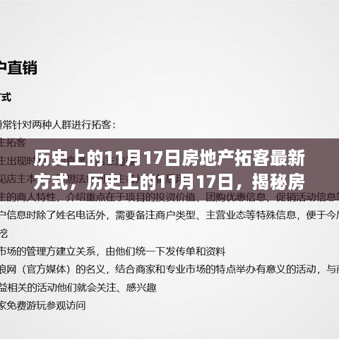 揭秘历史上的11月17日房地产拓客新策略，小红书深度解析与最新趋势探讨