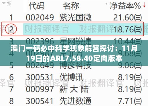 澳门一码必中科学现象解答探讨：11月19日的ARL7.58.40定向版本