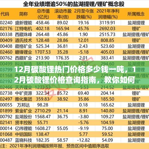 12月碳酸锂热门价格多少钱一吨，12月碳酸锂价格查询指南，教你如何了解一吨碳酸锂热门价格