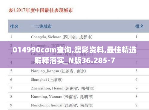 014990cσm查询,澳彩资料,最佳精选解释落实_N版36.285-7