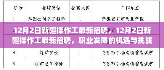 12月2日新疆操作工最新招聘，职业发展的机遇与挑战