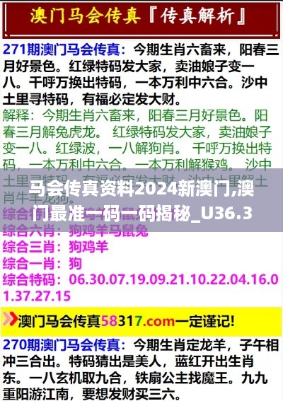 马会传真资料2024新澳门,澳门最准一码一码揭秘_U36.376-2