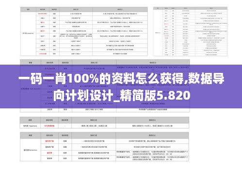 一码一肖100%的资料怎么获得,数据导向计划设计_精简版5.820