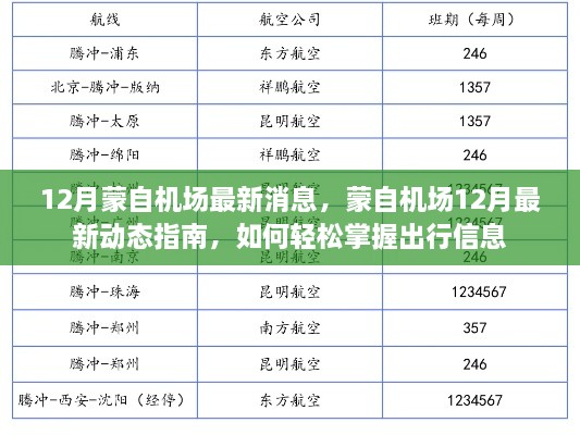 蒙自机场最新动态，十二月消息与出行指南，轻松掌握出行信息