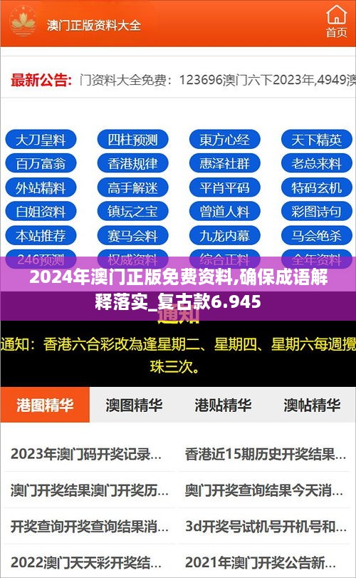 2024年澳门正版免费资料,确保成语解释落实_复古款6.945