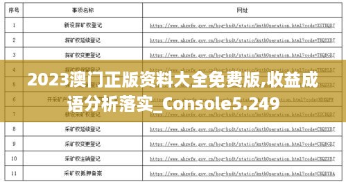 2023澳门正版资料大全免费版,收益成语分析落实_Console5.249