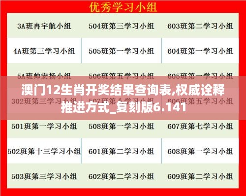 澳门12生肖开奖结果查询表,权威诠释推进方式_复刻版6.141