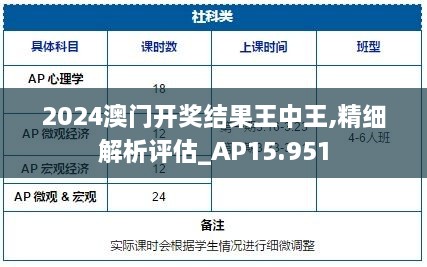 2024澳门开奖结果王中王,精细解析评估_AP15.951