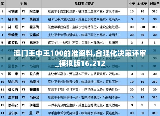 澳门王中王100的准资料,合理化决策评审_模拟版16.212