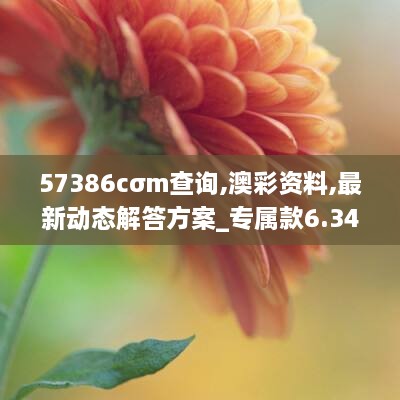 57386cσm查询,澳彩资料,最新动态解答方案_专属款6.347