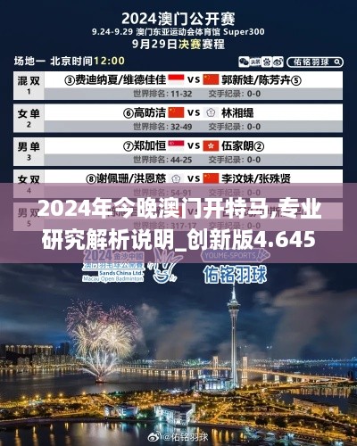 2024年今晚澳门开特马,专业研究解析说明_创新版4.645