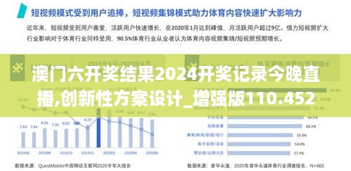 澳门六开奖结果2024开奖记录今晚直播,创新性方案设计_增强版110.452