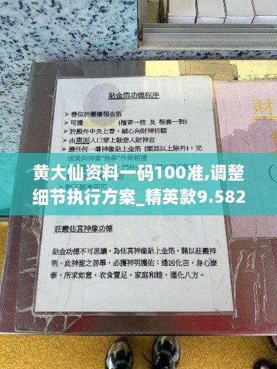 黄大仙资料一码100准,调整细节执行方案_精英款9.582