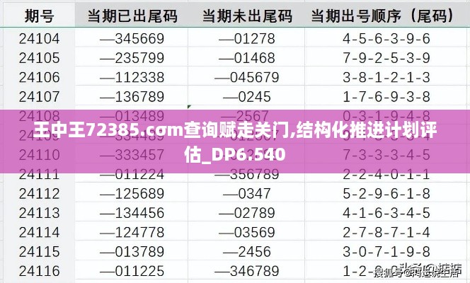 王中王72385.cσm查询赋走关门,结构化推进计划评估_DP6.540