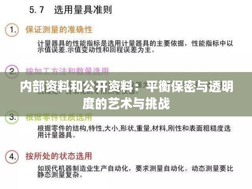 内部资料和公开资料：平衡保密与透明度的艺术与挑战