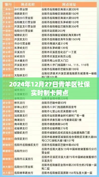 青羊区社保实时制卡网点信息（2024年12月27日）