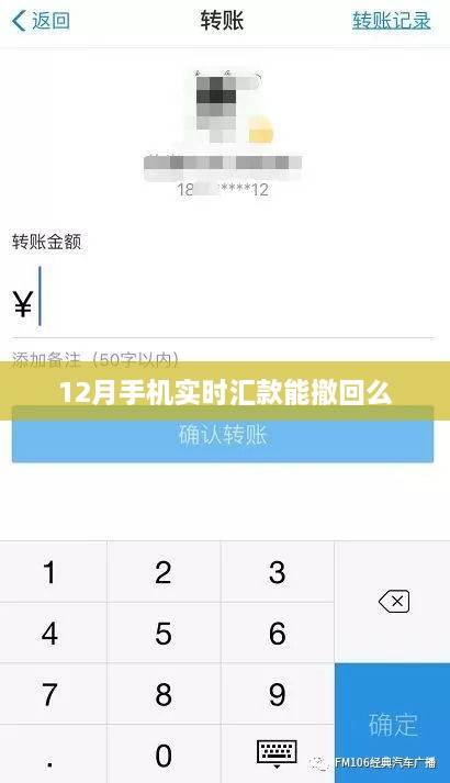 12月手机实时汇款操作可撤回吗？