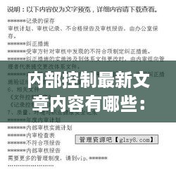 内部控制最新文章内容有哪些：内部控制最新定义 