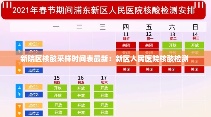 新院区核酸采样时间表最新：新区人民医院核酸检测 