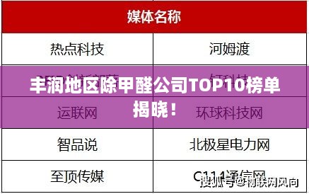 丰润地区除甲醛公司TOP10榜单揭晓！