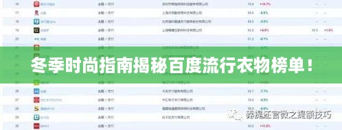 冬季时尚指南揭秘百度流行衣物榜单！