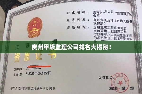 贵州甲级监理公司排名大揭秘！