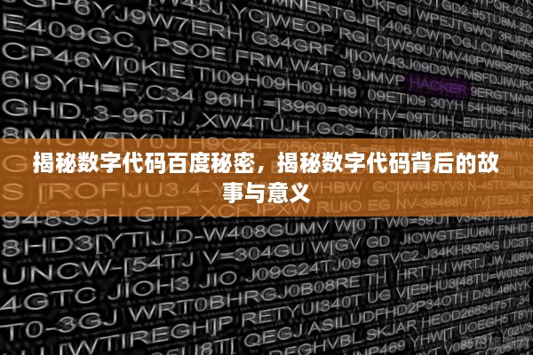 揭秘数字代码百度秘密，揭秘数字代码背后的故事与意义