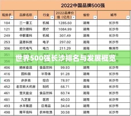 世界500强长沙排名与发展概览