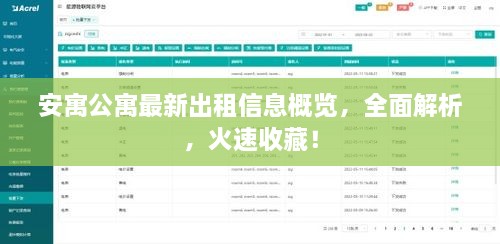 安寓公寓最新出租信息概览，全面解析，火速收藏！