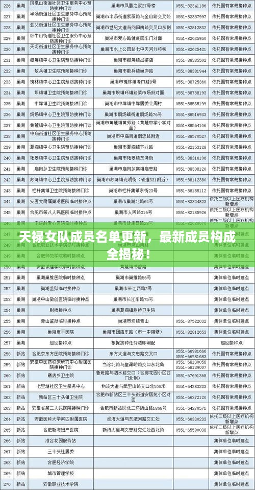 天禄女队成员名单更新，最新成员构成全揭秘！