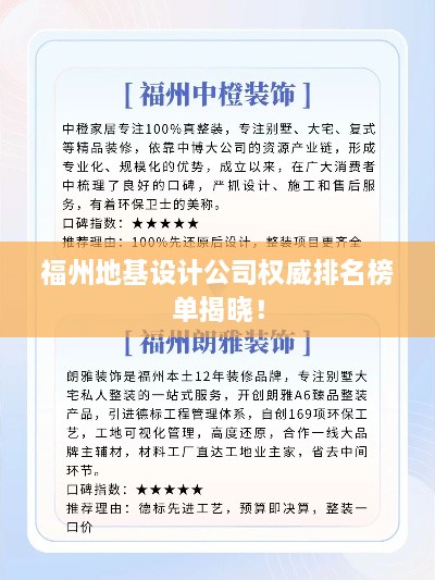 福州地基设计公司权威排名榜单揭晓！