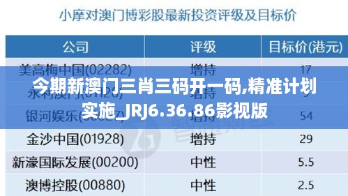 今期新澳门三肖三码开一码,精准计划实施_JRJ6.36.86影视版