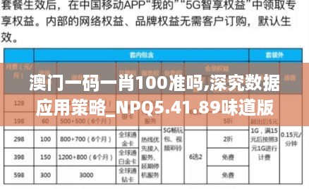 澳门一码一肖100准吗,深究数据应用策略_NPQ5.41.89味道版