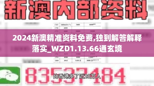 2024新澳精准资料免费,独到解答解释落实_WZD1.13.66通玄境