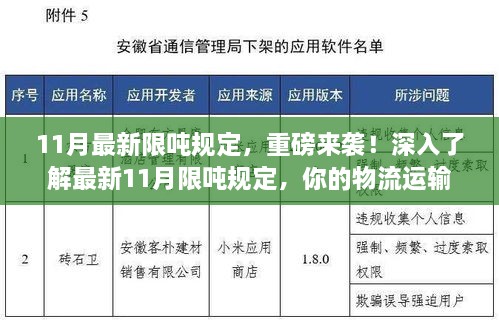 重磅！深入了解最新11月限吨规定，物流运输准备挑战来袭！