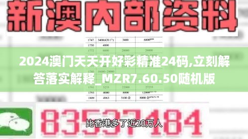 2024澳门天天开好彩精准24码,立刻解答落实解释_MZR7.60.50随机版