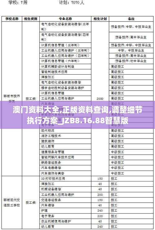 澳门资料大全,正版资料查询,调整细节执行方案_JZB8.16.88智慧版