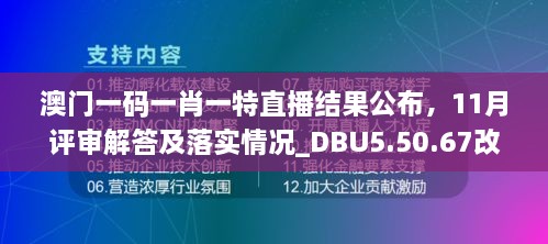 澳门一码一肖一特直播结果公布，11月评审解答及落实情况_DBU5.50.67改进版