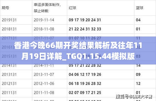 香港今晚66期开奖结果解析及往年11月19日详解_TGQ1.15.44模拟版