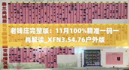 老钱庄完整版：11月100%精准一码一肖解读_XFN3.54.76户外版