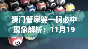 澳门管家婆一码必中现象解析：11月19日全面探讨_TJF5.17.64全景版