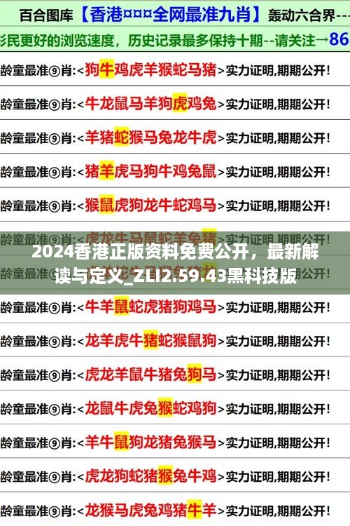 2024香港正版资料免费公开，最新解读与定义_ZLI2.59.43黑科技版