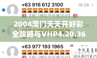 2004澳门天天开好彩全攻略与VHP4.20.36绿色版解析探讨