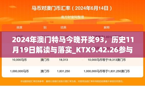 2024年澳门特马今晚开奖93，历史11月19日解读与落实_KTX9.42.26参与版