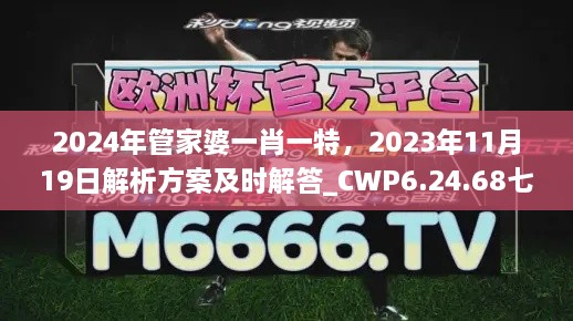 2024年管家婆一肖一特，2023年11月19日解析方案及时解答_CWP6.24.68七天版