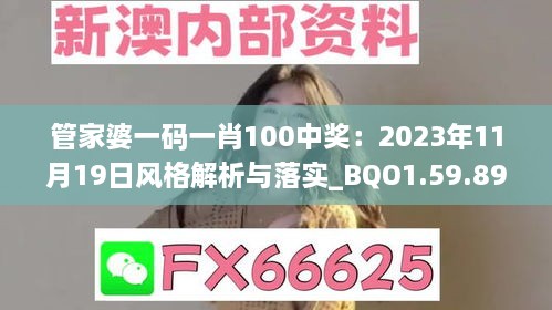 管家婆一码一肖100中奖：2023年11月19日风格解析与落实_BQO1.59.89家庭版