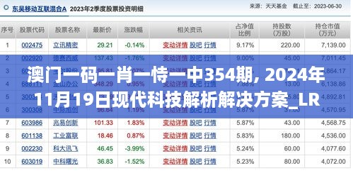 澳门一码一肖一恃一中354期, 2024年11月19日现代科技解析解决方案_LRB8.30.67轻奢版