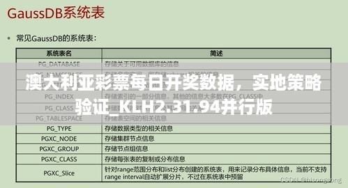 澳大利亚彩票每日开奖数据，实地策略验证_KLH2.31.94并行版