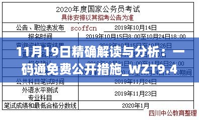 11月19日精确解读与分析：一码通免费公开措施_WZT9.42.52内容创作版